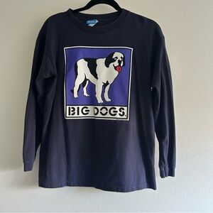 90’s Little Big Dogs Navy Long Sleeve Shirt with Big Dog Graphic Made in the USA